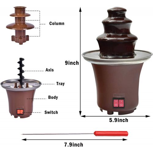  [아마존베스트]Chocolate Fondue Fountain - wuyule 3 Tiers Electric Melting Machine Chocolate Fountain with 6pcs Iron Sticks Mini Hot Chocolate Fondue Pot,Easy to Assemble,Perfect for Nacho Cheese