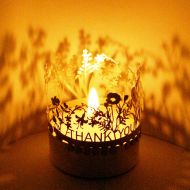 Www13grammcom Thank you tea light, Danke, Merci, filigran highly detailed silhouette made of stainless steel (candle)