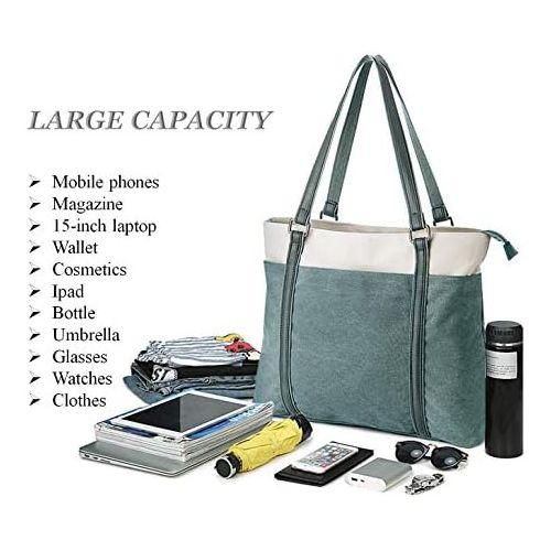  [아마존베스트]Wxnow Women Laptop Tote Bag Canvas Handbag Purse Shoulder Bag