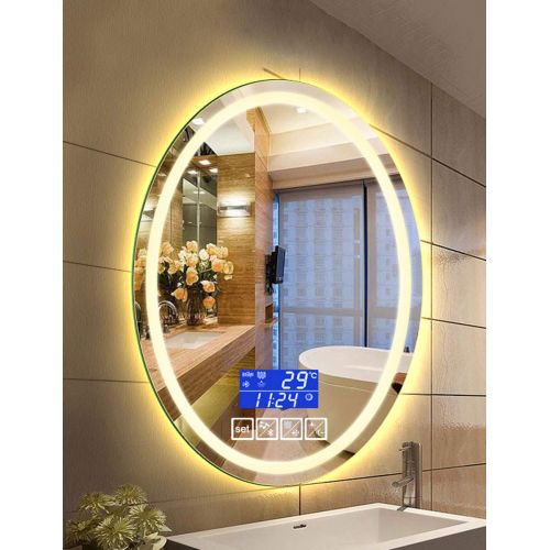  Wysm Smart LED Bathroom Mirror Bathroom Oval Bathroom Mirror Wall Mount Bathroom Mirror Bluetooth...