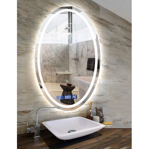  Wysm Smart LED Bathroom Mirror Bathroom Oval Bathroom Mirror Wall Mounted Bathroom Toilet Mirror...