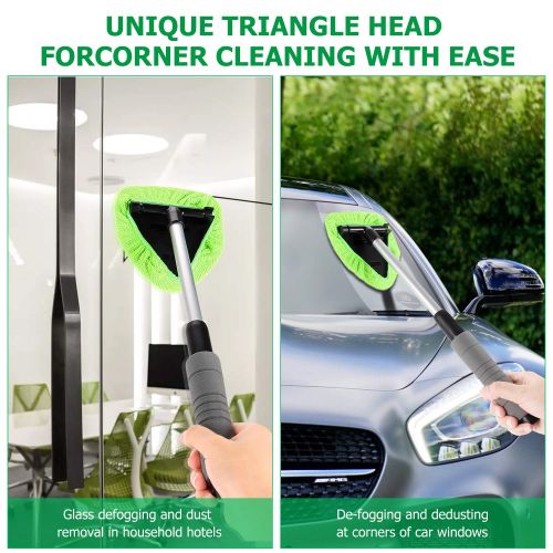  X XINDELL XINDELL Windshield Cleaner Window Windshield Cleaning Tool with Extendable Handle and Washable Reusable Microfiber Cloth Auto Interior Exterior Glass Wiper Car Glass Cleaner Kit (E