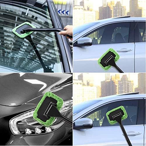  X XINDELL XINDELL Window Windshield Cleaning Tool Microfiber Cloth Car Cleanser Brush with Detachable Handle Auto Inside Glass Wiper Interior Accessories Car Cleaning Kit