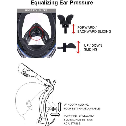  X-Lounger Tauchmaske, Easybreath Faltbare Schnorchelmaske, Anti-Fog Anti-Leak 180° Sichtfeld Dichtung, aus Silikon Vollmaske, Mueheloses Vollgesichtsmaske fuer Anti-Fog fuer Erwachsen