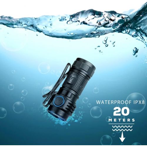  X. Magnetic Dive Flashlight 1000 Lumens Super Bright Pocket LED Rechargeable EDC Keychain Flashlight 4 Modes IPX8 Waterproof Level for Diving