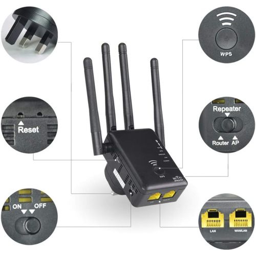  XAJGW AC1200 WiFi RepeaterRouterAccess Point Wireless Wi-Fi Range Extender WiFi Signal Amplifier with External Antennas Hot