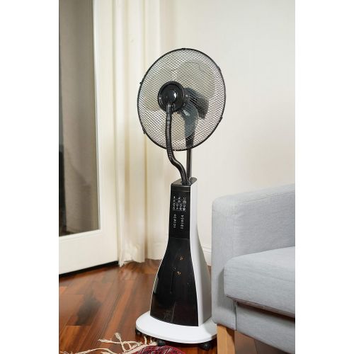  Canary Products CE134 Intelligent Misting Fan Humidifier, Oscillating Fan, Cool Mist Standing Fan, 16 Inches Tall, BlackWhite