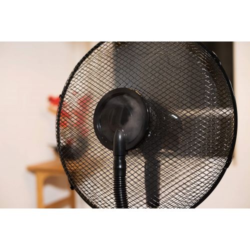  Canary Products CE134 Intelligent Misting Fan Humidifier, Oscillating Fan, Cool Mist Standing Fan, 16 Inches Tall, BlackWhite