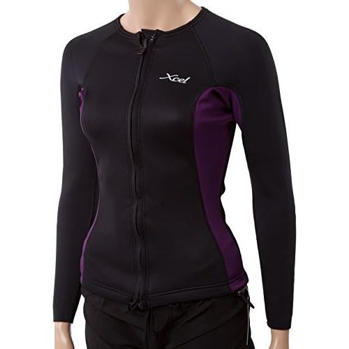  Xcel XCEL Womens Longsleeve Wetsuit Jacket wCinch Cord 4 BlackEggplant