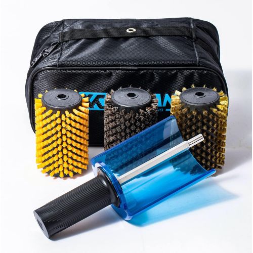  [아마존베스트]XCMAN Ski Roto Brush Kit Roto Brush Handle Axle with All 3 Brushes:Nylon,Horsehiar,Brass/Cork