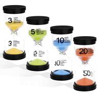 [아마존베스트]XCOZU 4 Piece Sand Timer Set, Sand Timer Teeth Brushing 3 Minutes 5 Minutes 10 Minutes 20 Minutes Coloured Egg Timer Timer Timer Hourglass Children for Classroom Game Kitchen Home