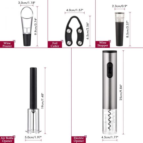  [아마존베스트]XCSOURCE 5 Pcs Electronic Automatic Wine Bottle Opener + Wine Opener Air Pressure + Foil Cutter + Wine Aerator Pourer + Wine Vacuum Stopper, Electric Corkscrew for Home, Party, No Cork Piec