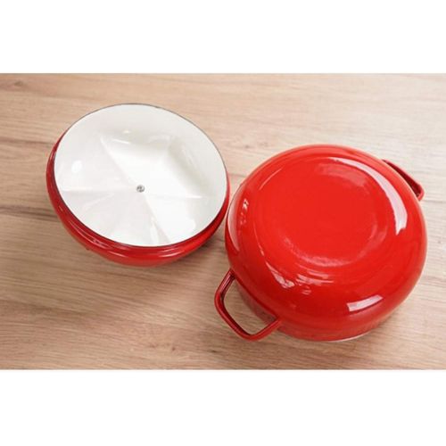  XCXDX Suesser Roter Tomaten-Emaille-Topf, 18 cm Starker Doppeltohr-Schmortopf, 2L-Milchkasserolle