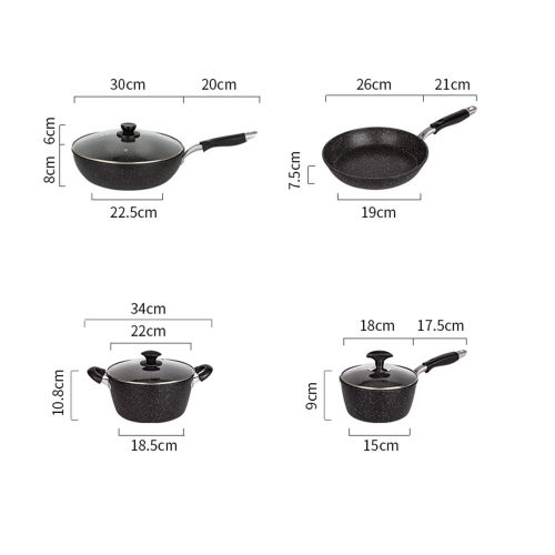  XCXDX Maifanshi Topf-Set, Wok-Bratpfanne Milchtopf Suppentopf, Antihaft-Pfanne, Aluminiumlegierungstopf