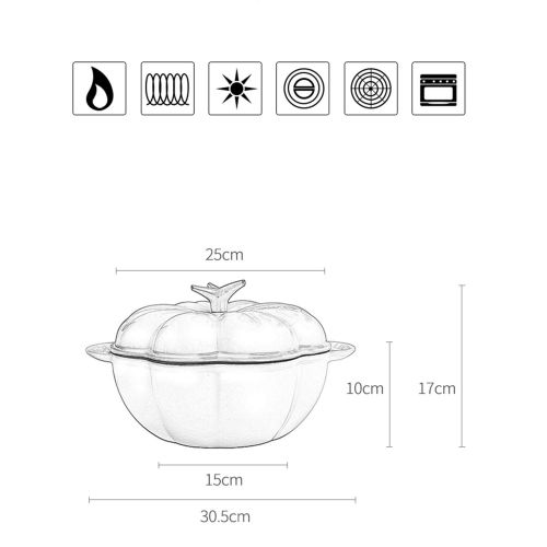  XCXDX Kreativer Kuerbis-Gusseisen-Emailtopf, 25 cm Eintopf, Verdickt Gesunder Kochgeschirrtopf
