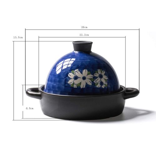  XCXDX Blauer Handbemalter Keramik-Auflauf, Tagine, Eintopf Aus Stein, 1.9L