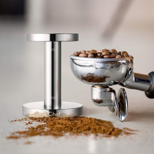  Espresso Tamper, X-Chef Coffee Tamper 51/ 58mm, 304 Stainless Steel, Dual Sided Flat Base for Barista, Dishwasher Safe