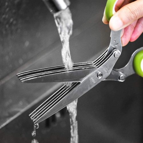  [아마존베스트]Herb Scissors, X-Chef Multipurpose 5 Blade Kitchen Herb Shears Herb Cutter with Safety Cover and Cleaning Comb for Chopping Basil Chive Parsley, Stainless Steel