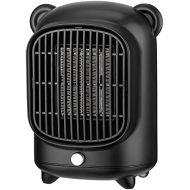 XDS 500W Tabletop Bear Heater,Small Space Heaters for Indoor Use with Safety Power Switch PTC(Black）