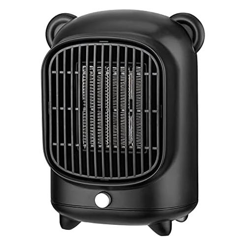  XDS 500W Tabletop Bear Heater,Small Space Heaters for Indoor Use with Safety Power Switch PTC(Black）