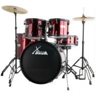 [아마존베스트]XDrum Rookie 22 Standard DrumSet Complete Set Ruby Red & incl. Drum School + DVD