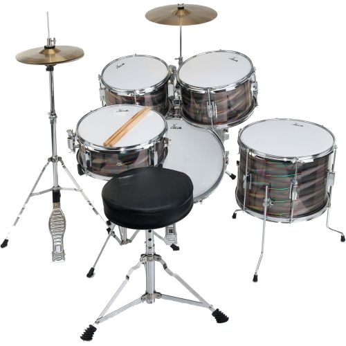  [아마존베스트]XDrum Junior Pro Kids drums drum set (suitable from 5-9 years, with lots of accessories, school, DVD) Laser Silver