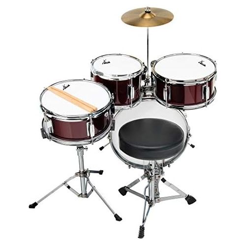  [아마존베스트]XDrum Junior Lipstick Red Compact Junior Set Suitable from 3-6 Years  Easy to Assemble  Includes Stool, HiHat, Cymbals, Sticks, School and Tuning Keys  Red