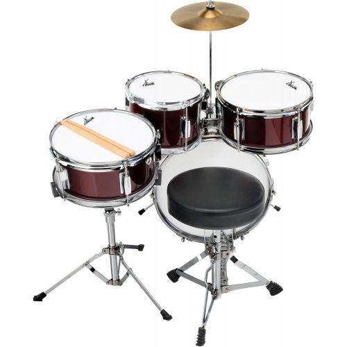  [아마존베스트]XDrum Junior Lipstick Red Compact Junior Set Suitable from 3-6 Years  Easy to Assemble  Includes Stool, HiHat, Cymbals, Sticks, School and Tuning Keys  Red