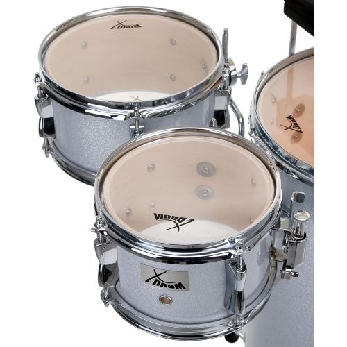  [아마존베스트]XDrum Club Cocktail Drum Set Including Cymbal Cowbell Drumsticks and Tuning Key Silver Sparkle