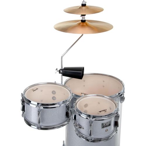  [아마존베스트]XDrum Club Cocktail Drum Set Including Cymbal Cowbell Drumsticks and Tuning Key Silver Sparkle