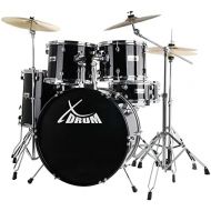 [아마존베스트]XDrum Semi 22 Standard Drumset Midnight Black SET incl. Boom Stand + Crash Cymbals
