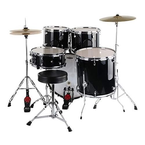 [아마존베스트]XDrum Semi 22 Standard Drumset Midnight Black SET incl. Boom Stand + Crash Cymbals