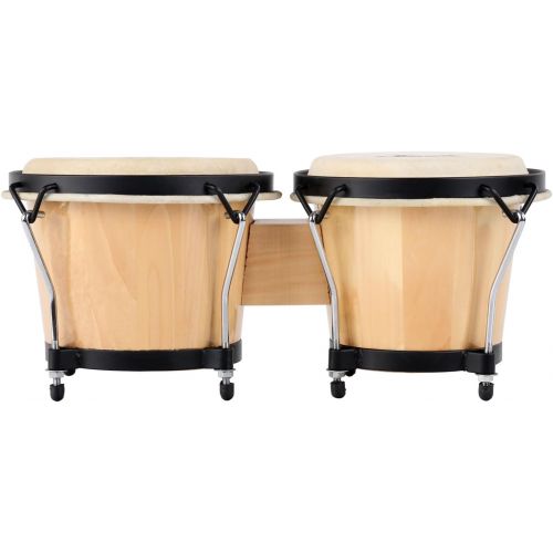  [아마존베스트]XDrum Bongo Club Standard 6 Inch Macho and 7 Inch Hembra Wood Natural Percussion Wood Bongo Natural Fur Drum