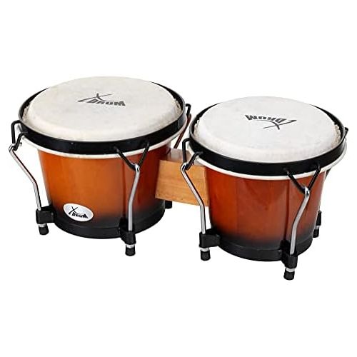 [아마존베스트]XDrum Bongo Club Standard 15.2cm/6inches Macho/17.7cm (7inches) HEMBRA Wooden Percussion Natural Hide Vinage Sunburst Drum