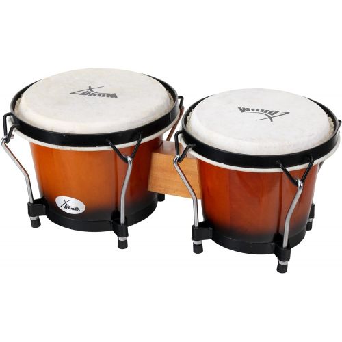  [아마존베스트]XDrum Bongo Club Standard Sunburst Set 6 Inch Macho and 7 Inch Hembra Wood Percussion Natural Fur Drum with Bongo Bag