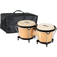 [아마존베스트]XDrum Bongo Club Standard Natural Set 6 Inches Macho and 7 Inches Hembra Wood Percussion Natural Fur Drum with Bongo Bag