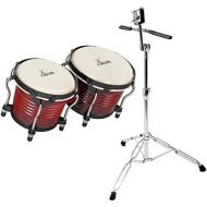 [아마존베스트]XDrum Bongo Pro Vintage Wine Red Set with Stand (6.5 Macho and 7.5 Hembra Wood Percussion Wood Bongo Natural Skin Drum with Chrome Tripod