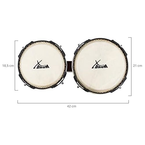  [아마존베스트]XDrum Bongo Pro SET 20CM/8Inches Hembra Wood Bongo, 17cm (63/4Inches MachoNatural Hide, Professional Tuning System + Bongo Bag (Wine Red)