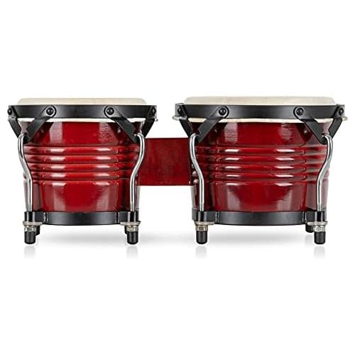 [아마존베스트]XDrum Bongo Pro SET 20CM/8Inches Hembra Wood Bongo, 17cm (63/4Inches MachoNatural Hide, Professional Tuning System + Bongo Bag (Wine Red)