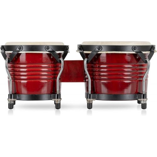  [아마존베스트]XDrum Bongo Pro SET 20CM/8Inches Hembra Wood Bongo, 17cm (63/4Inches MachoNatural Hide, Professional Tuning System + Bongo Bag (Wine Red)