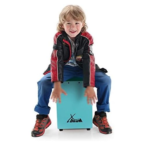  [아마존베스트]XDrum KC-37B Childrens Cajon Small Cajon Especially for Children Only 36 cm High Snare Effect Due to Tuneable Guitar Strings Blue