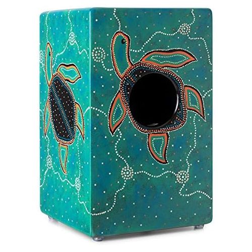  [아마존베스트]XDrum Design Series Cajon Turtle - Hand Painted Designer Cajon with Dot Art Turtles - Integrated Bass Port - HPL Body (High Pressure Laminate) - Fixed Snare Carpet