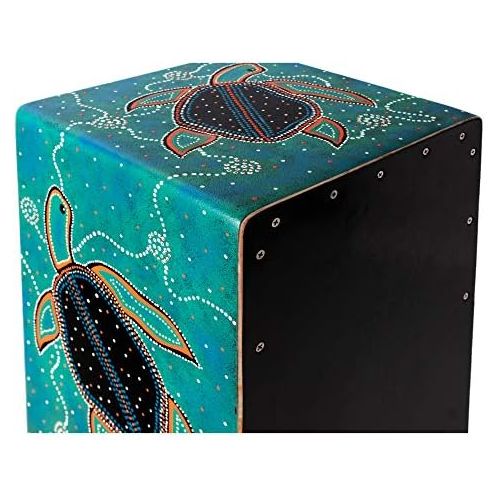  [아마존베스트]XDrum Design Series Cajon Turtle - Hand Painted Designer Cajon with Dot Art Turtles - Integrated Bass Port - HPL Body (High Pressure Laminate) - Fixed Snare Carpet