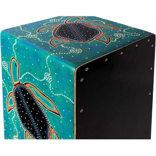  [아마존베스트]XDrum Design Series Cajon Turtle - Hand Painted Designer Cajon with Dot Art Turtles - Integrated Bass Port - HPL Body (High Pressure Laminate) - Fixed Snare Carpet