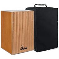 [아마존베스트]XDrum Cajon El Bajo Bass Port Walnut / Zebrano - Integrated Bass Port for Powerful Sound - Drum Box for Percussion - Wooden Box Drum - Includes Carry Bag