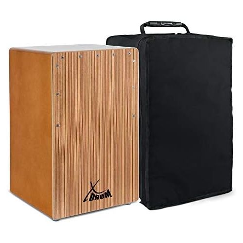  [아마존베스트]XDrum Cajon El Bajo Bass Port Walnut / Zebrano - Integrated Bass Port for Powerful Sound - Drum Box for Percussion - Wooden Box Drum - Includes Carry Bag