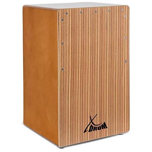  [아마존베스트]XDrum Cajon El Bajo Bass Port Walnut / Zebrano - Integrated Bass Port for Powerful Sound - Drum Box for Percussion - Wooden Box Drum - Includes Carry Bag