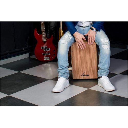  [아마존베스트]XDrum Cajon El Bajo Bass Port Walnut / Zebrano - Integrated Bass Port for Powerful Sound - Drum Box for Percussion - Wooden Box Drum - Includes Carry Bag