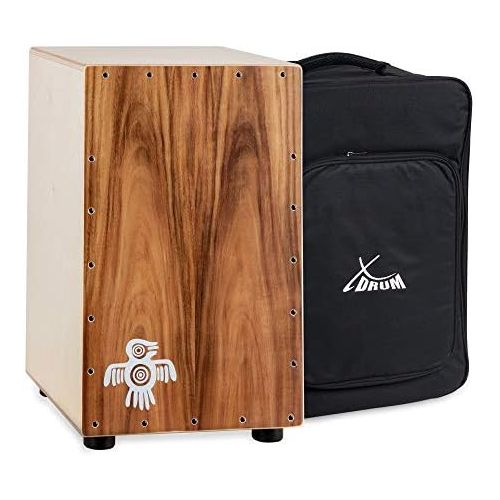  [아마존베스트]XDrum Peruana Koa Cajon (3 mm Scratchplate, 9 mm Birch Body, 48 cm Tall + Backpack Bag)