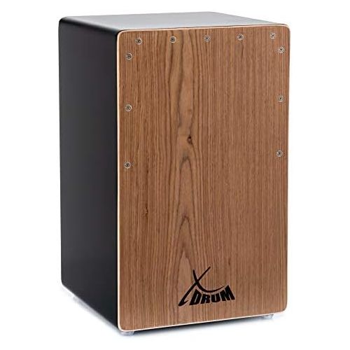  [아마존베스트]XDrum Cajon El Bajo Bass Port Black/Walnut - Integrated Bass Port for Powerful Sound - Drum Box for Percussion - Wooden Box Drum - Includes Carry Bag